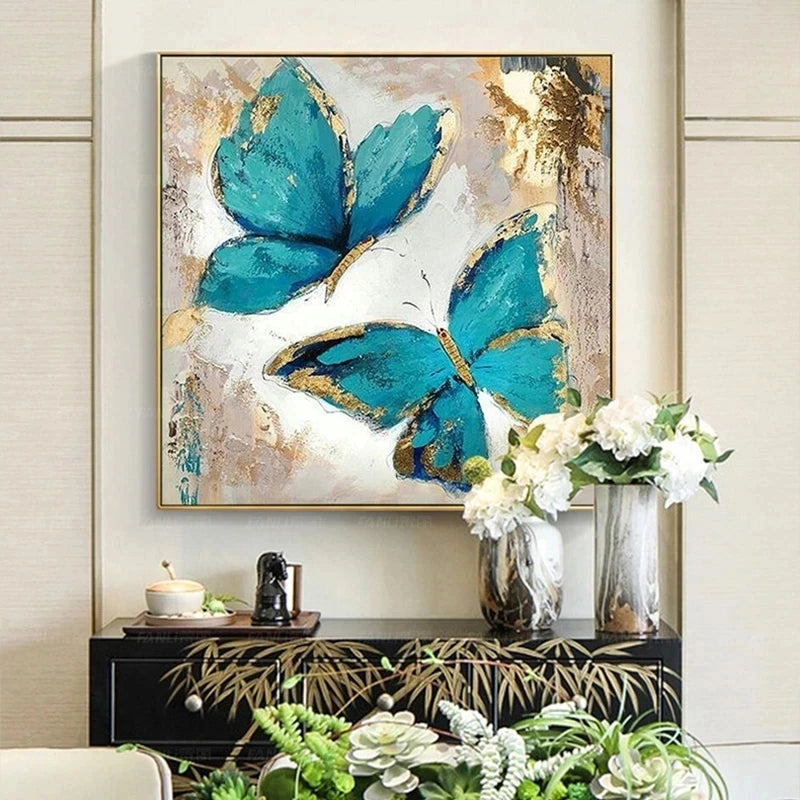 HAND DRAWN Butterfly in Gold Painting Frame Gold - Ready to Hang