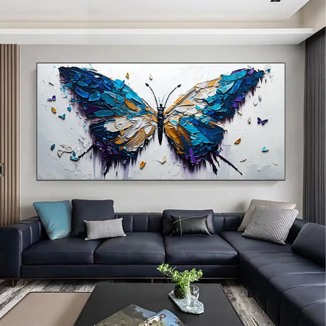 Colored Butterfly Oil Painting Handmade