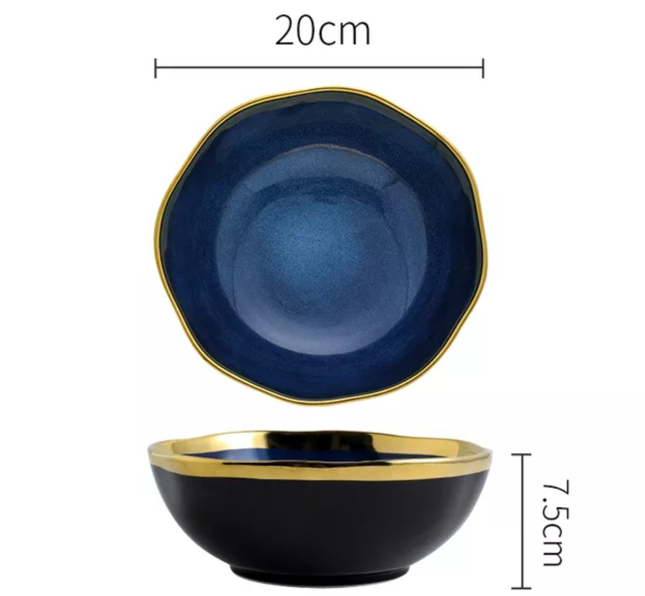 Nordic Golden Blue Teller Handmade