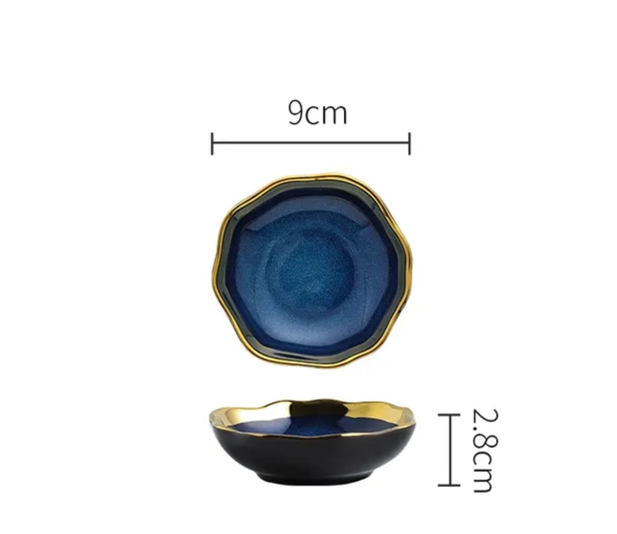 Nordic Golden Blue Teller Handmade