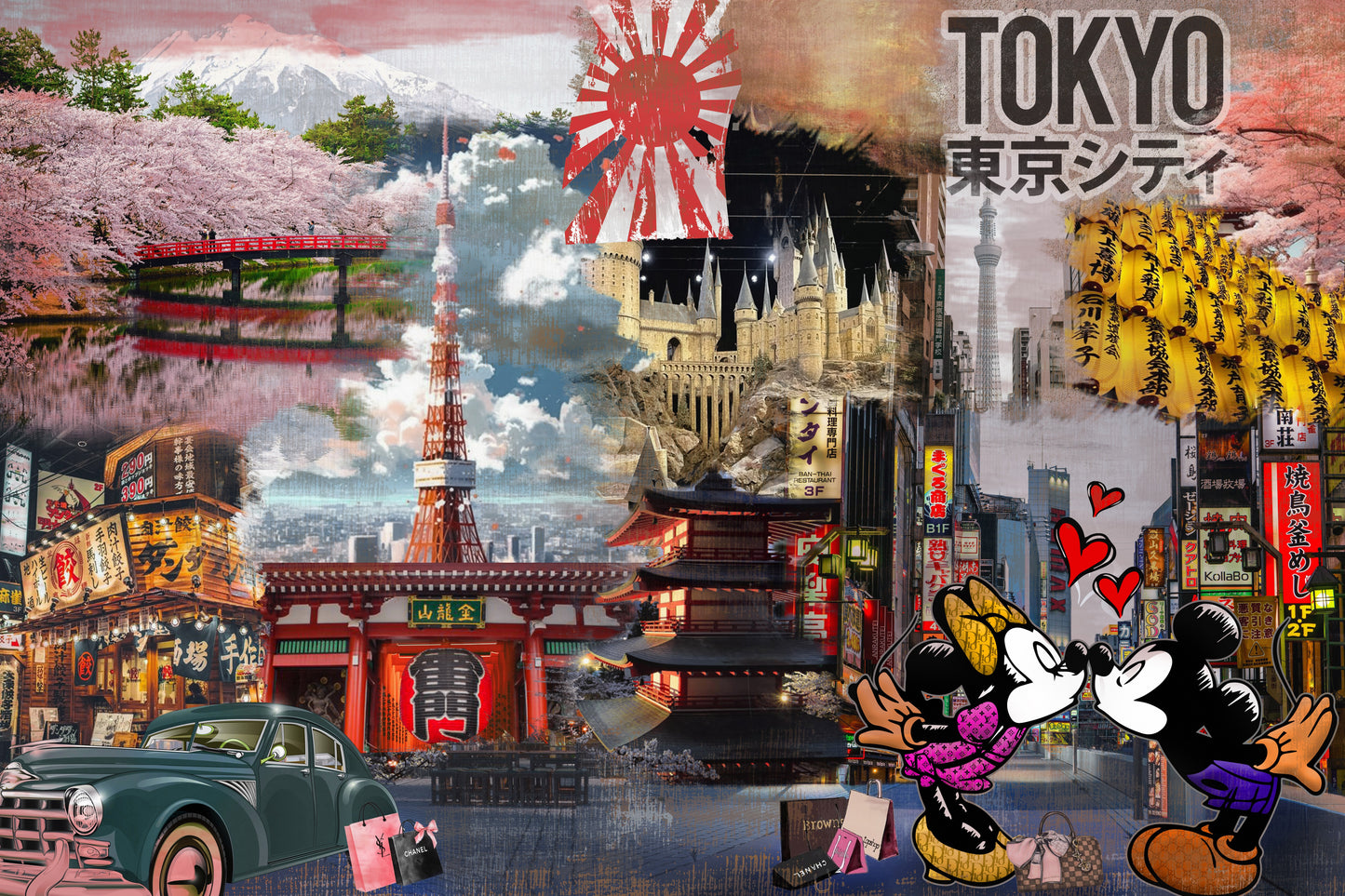 POP ART Mickey Kissing Love in Tokyo