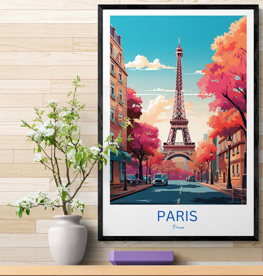 Travel Poster Paris Eiffel Tower