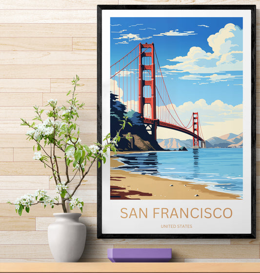 Travel Poster San Francisco Golden Gate Bridge