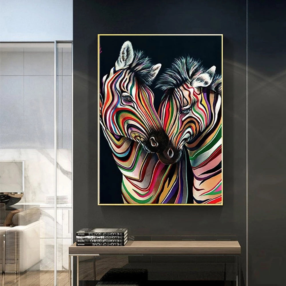 Zebra Farbig Canva Kunst Handmade