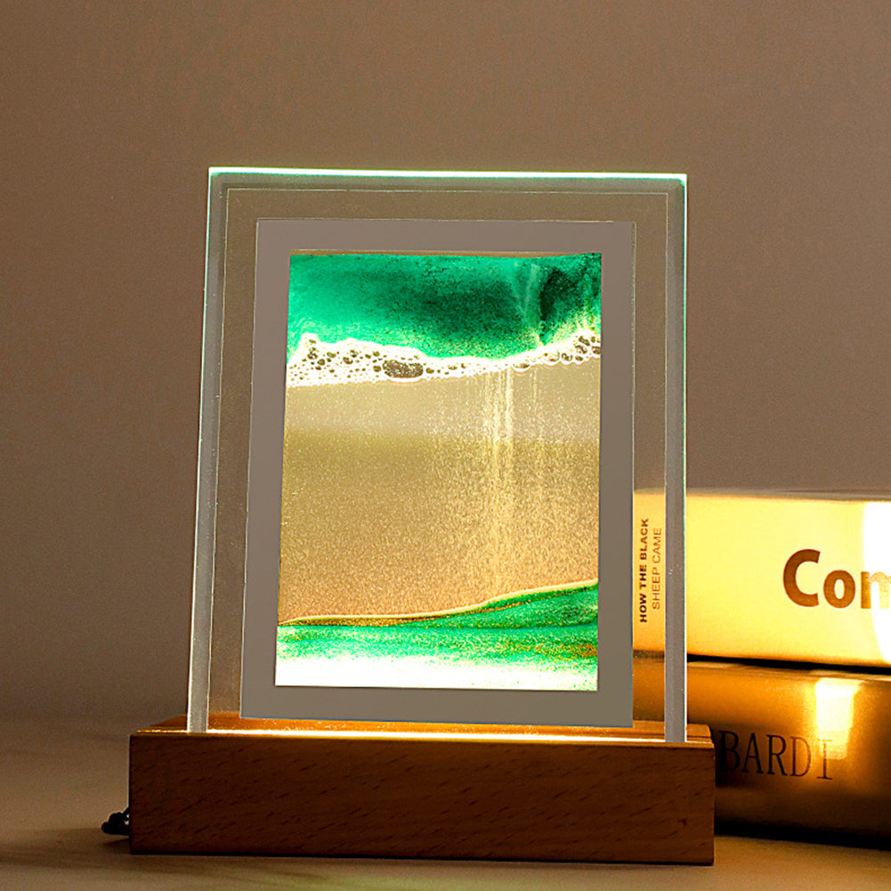 Sand lamp with wooden frame night lamp