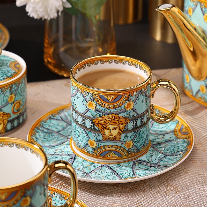 Espresso cup saucer set gold