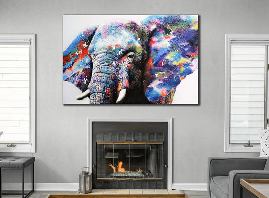 Elephant with colorful big ears canvas