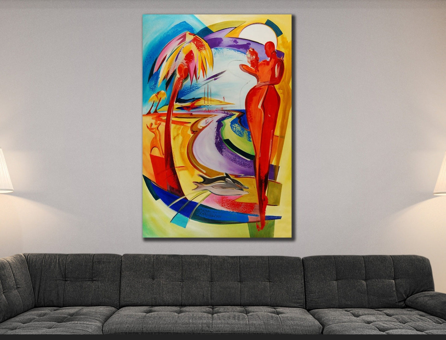 Pair / Dolphins Abstract Canvas