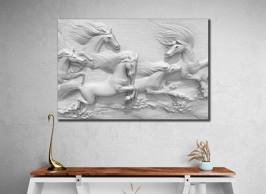 White horses canvas