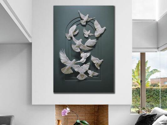 3D pigeons canvas