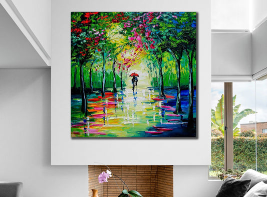 Couple in avenue canvas