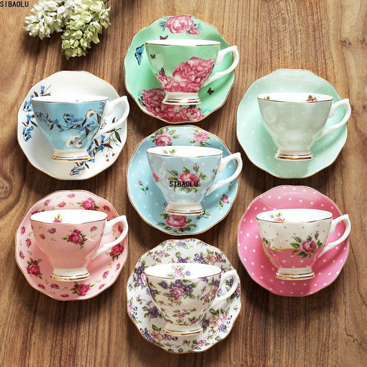 Espresso Tassen Unterteller Set Blumen / Tiere