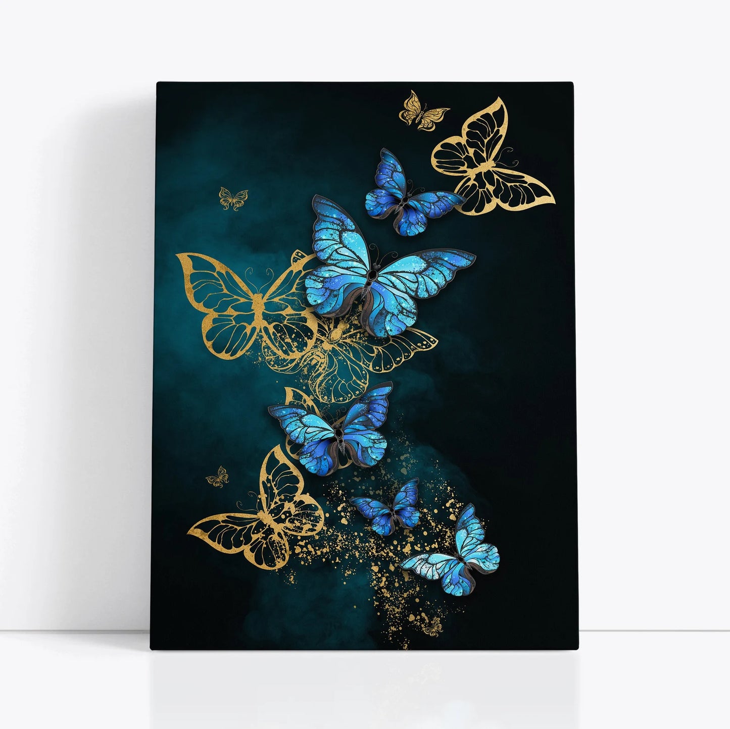 Schmetterling Blau und Gold Leinwand