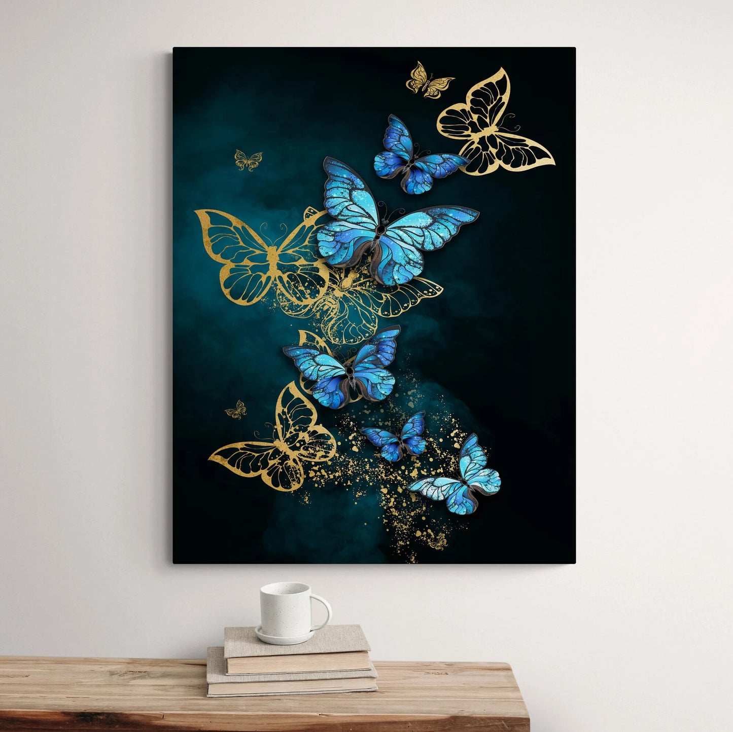 Schmetterling Blau und Gold Leinwand