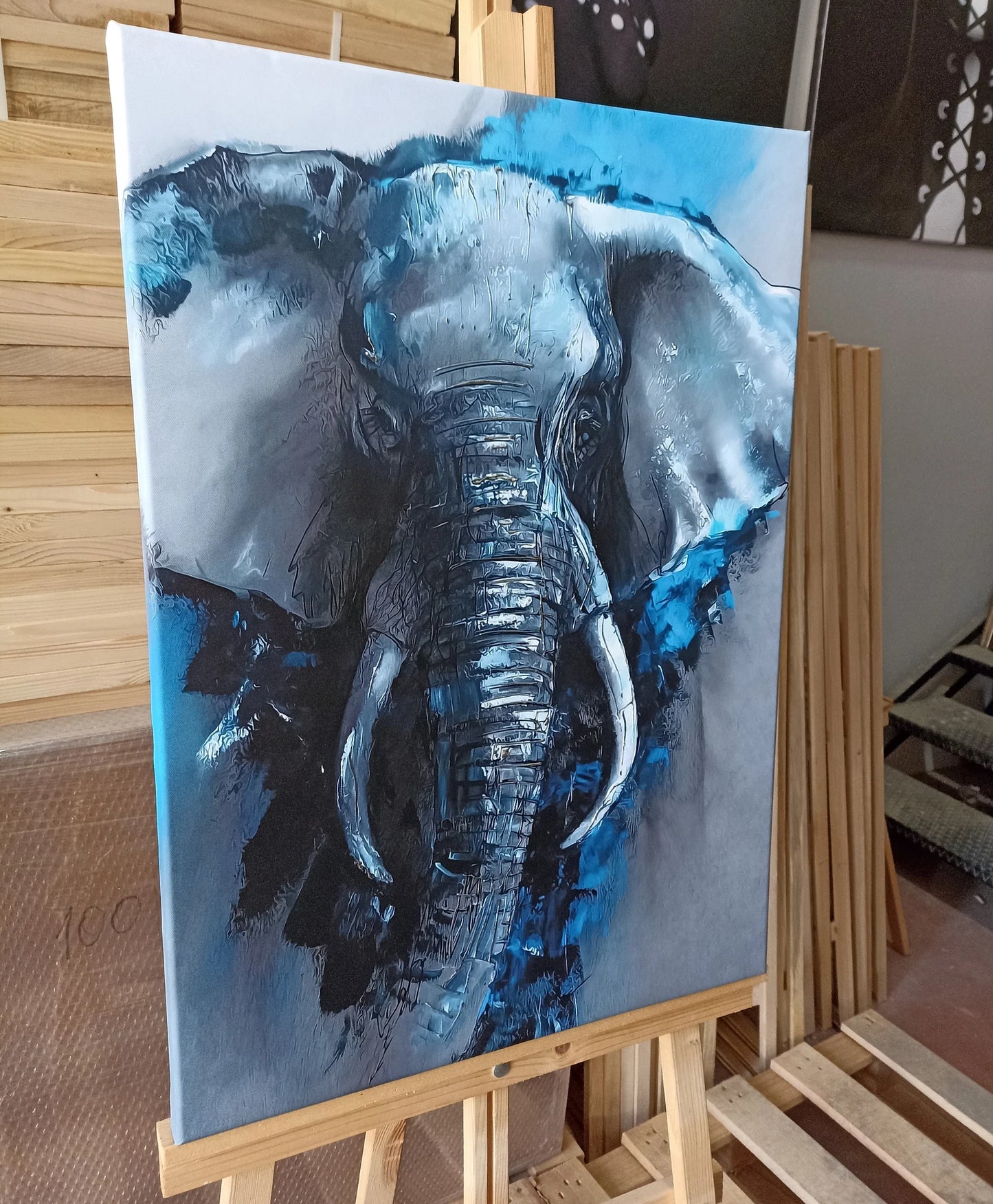 Blauer Elefant Leinwand