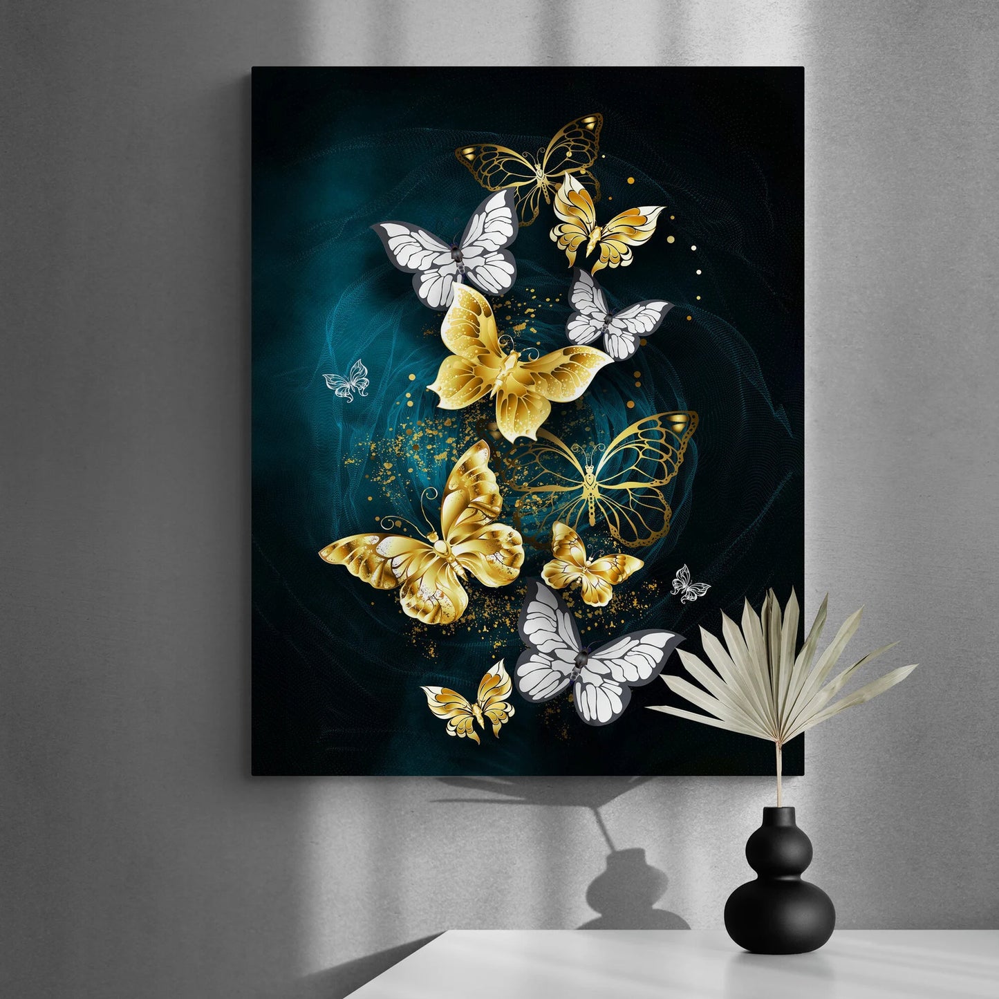 Butterfly silver and gold canvas