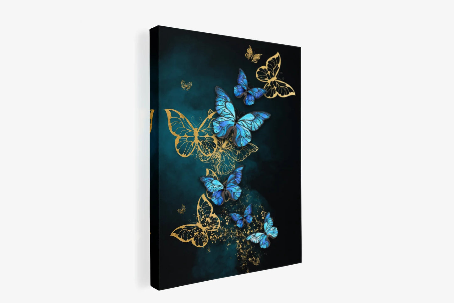 Schmetterling Blau und Gold Leinwand