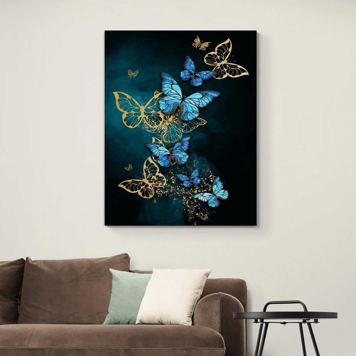 Schmetterling Blau und Gold Leinwand