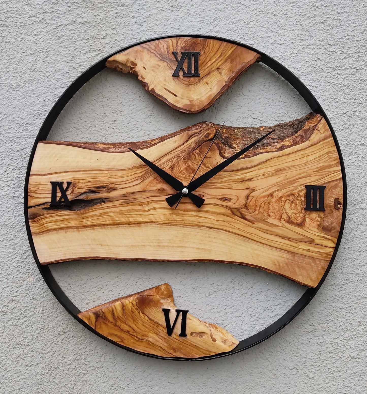 Olive tree wood clock