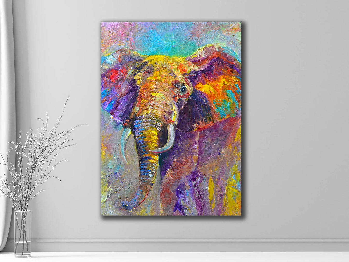 Elefant mit Farben Leinwand