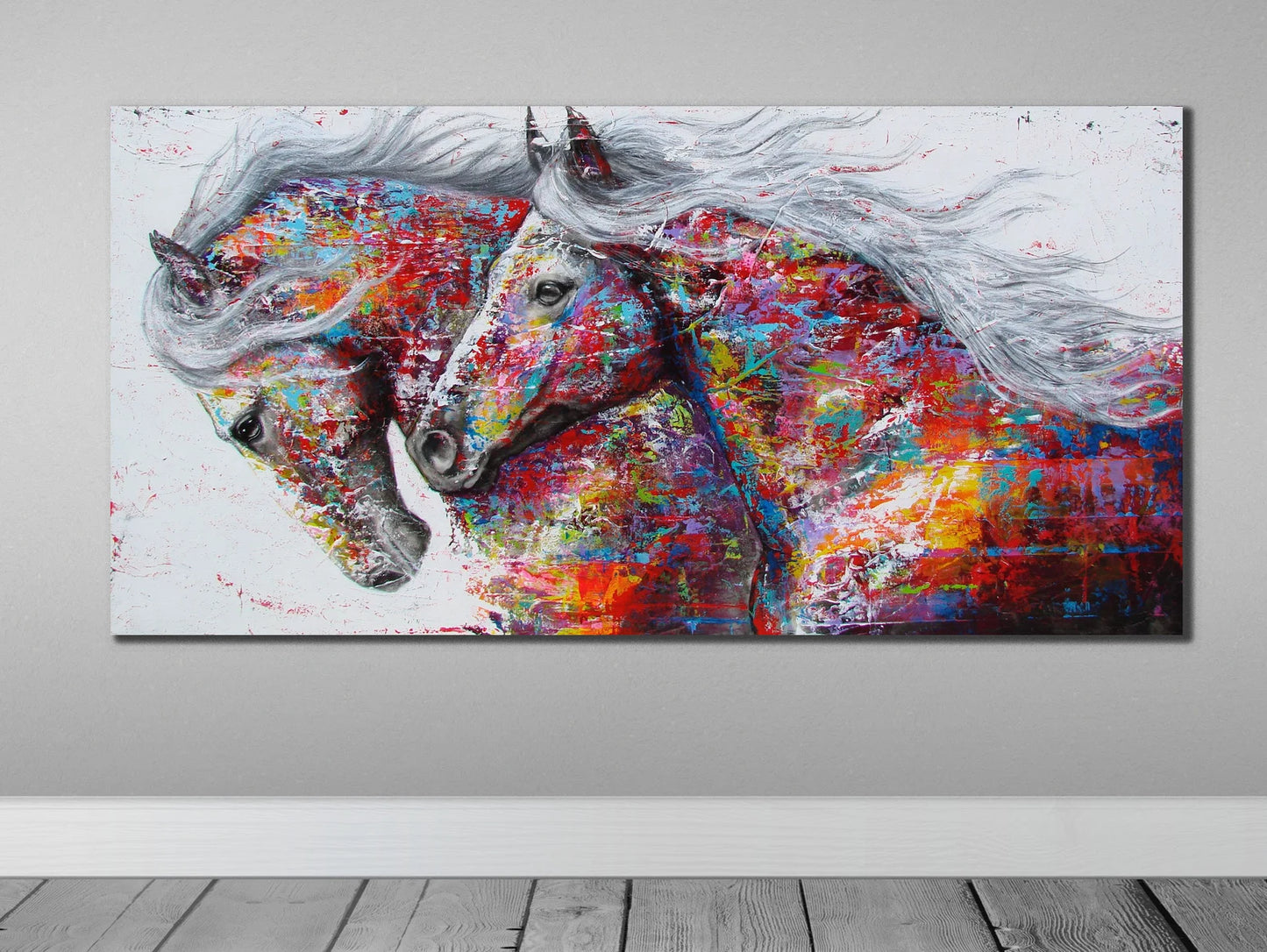 Two colorful horses canvas