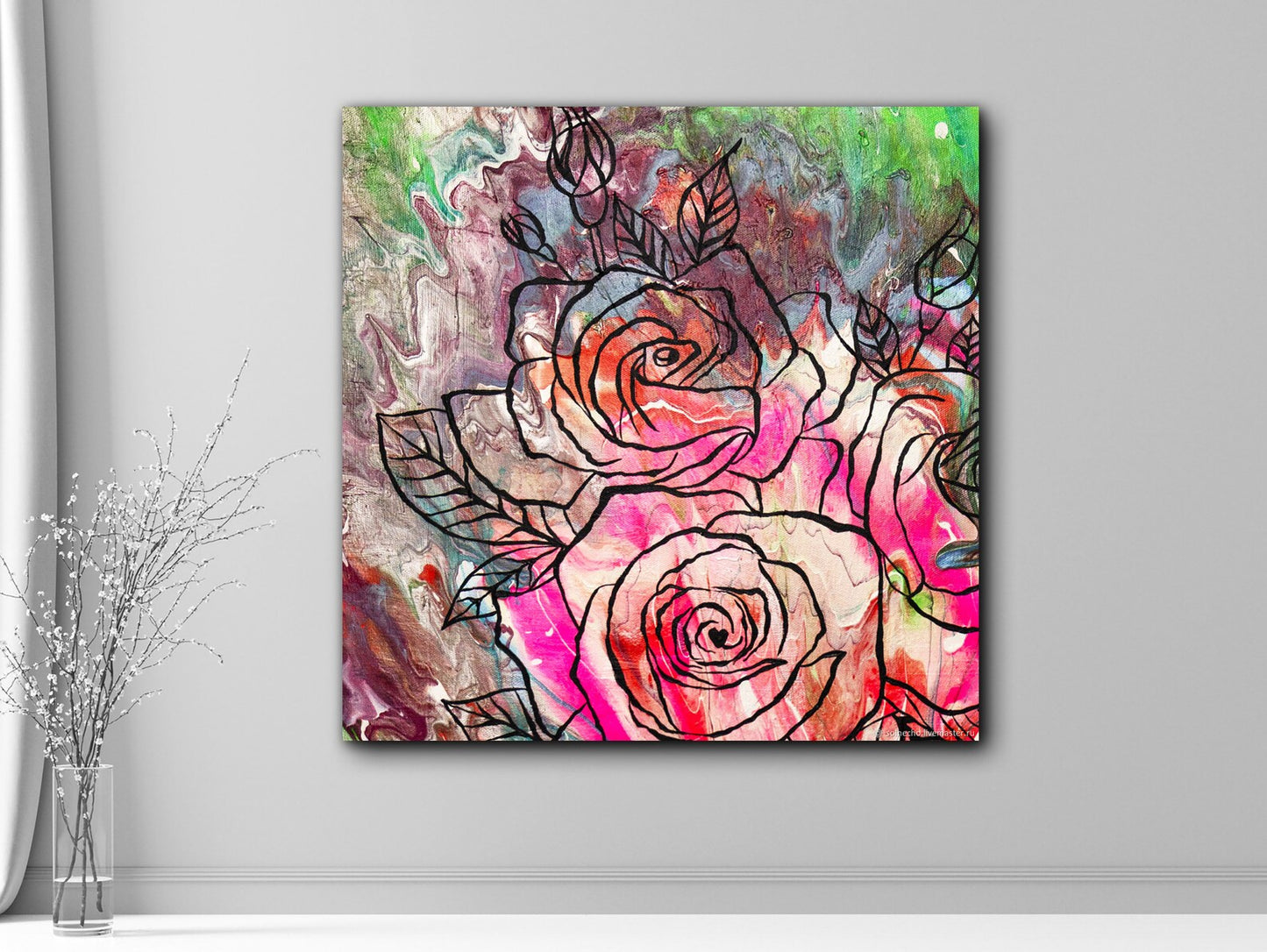 Colorful roses canvas