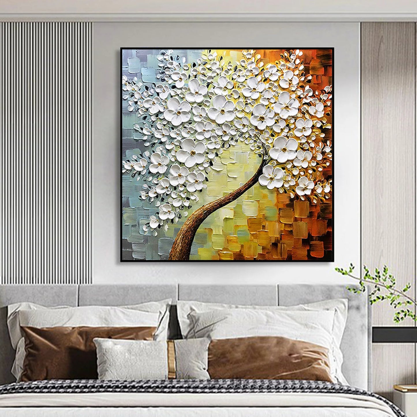 HAND DRAWN Cherry Blossom Tree Oil Painting