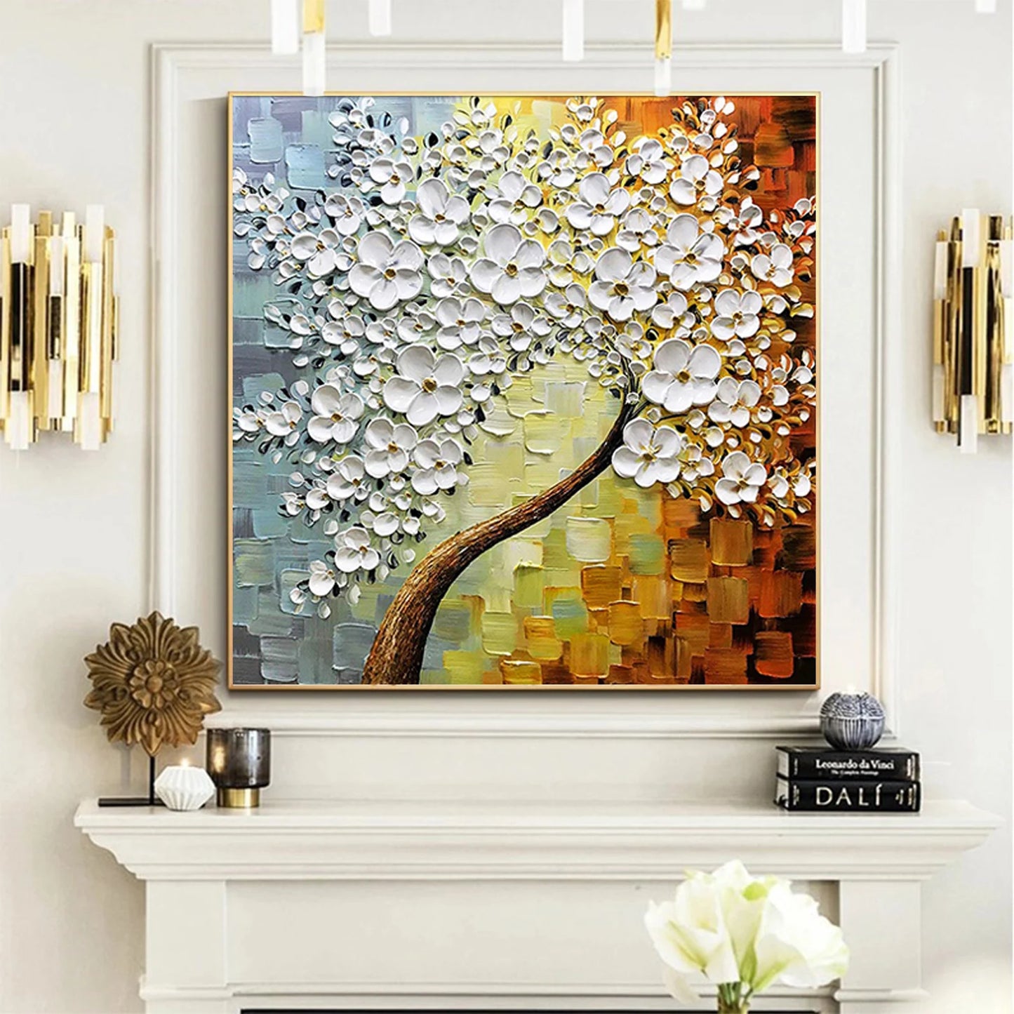 HAND DRAWN Cherry Blossom Tree Oil Painting