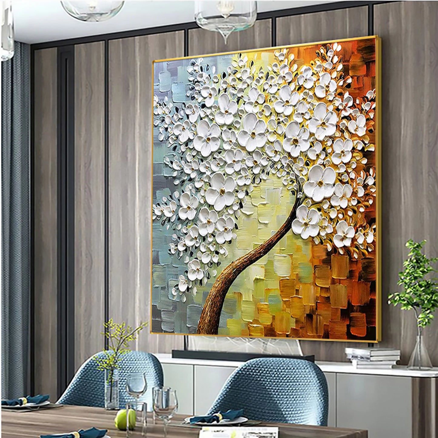 HAND DRAWN Cherry Blossom Tree Oil Painting