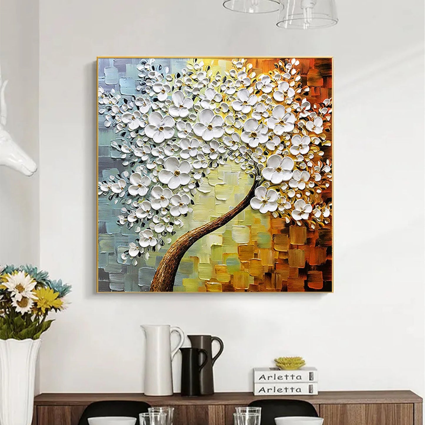 HAND DRAWN Cherry Blossom Tree Oil Painting