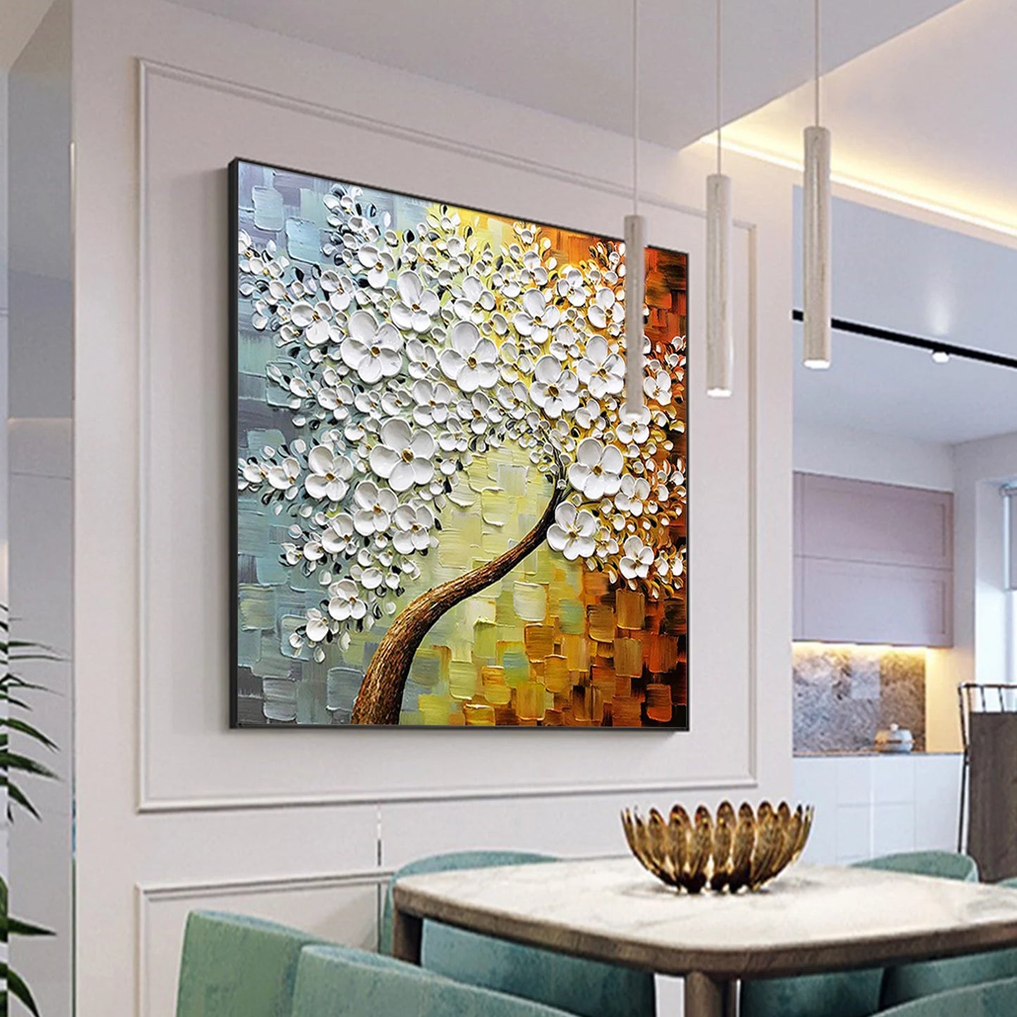 HAND DRAWN Cherry Blossom Tree Oil Painting