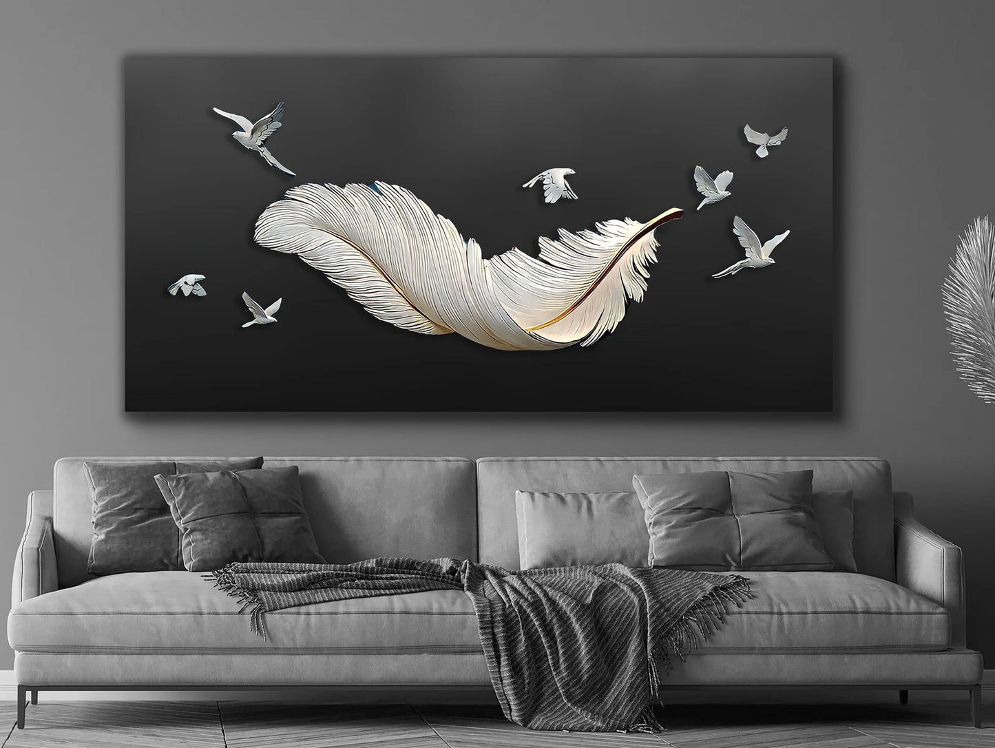 Feather and birds canvas