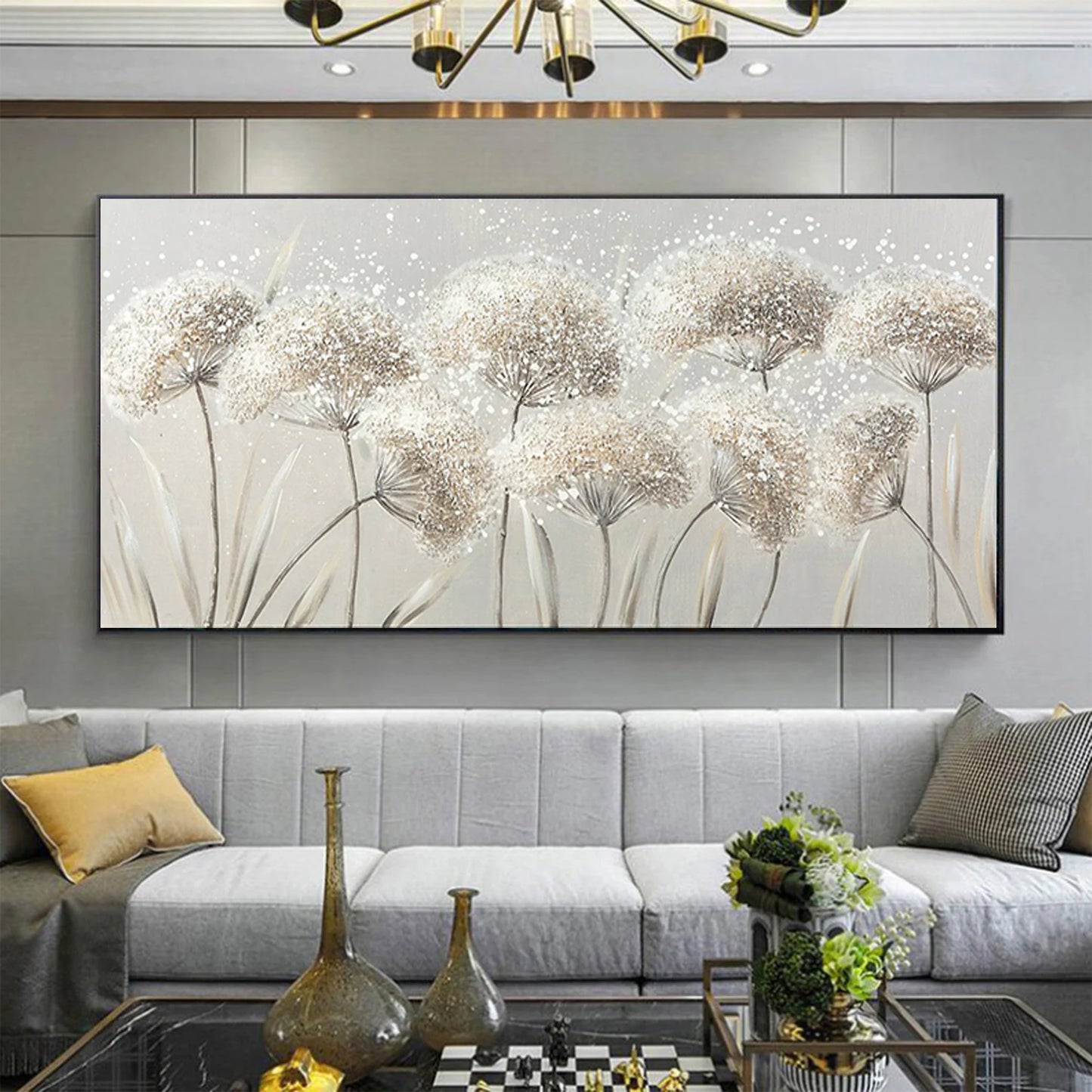 HAND DRAWN Dandelion Oil Painting