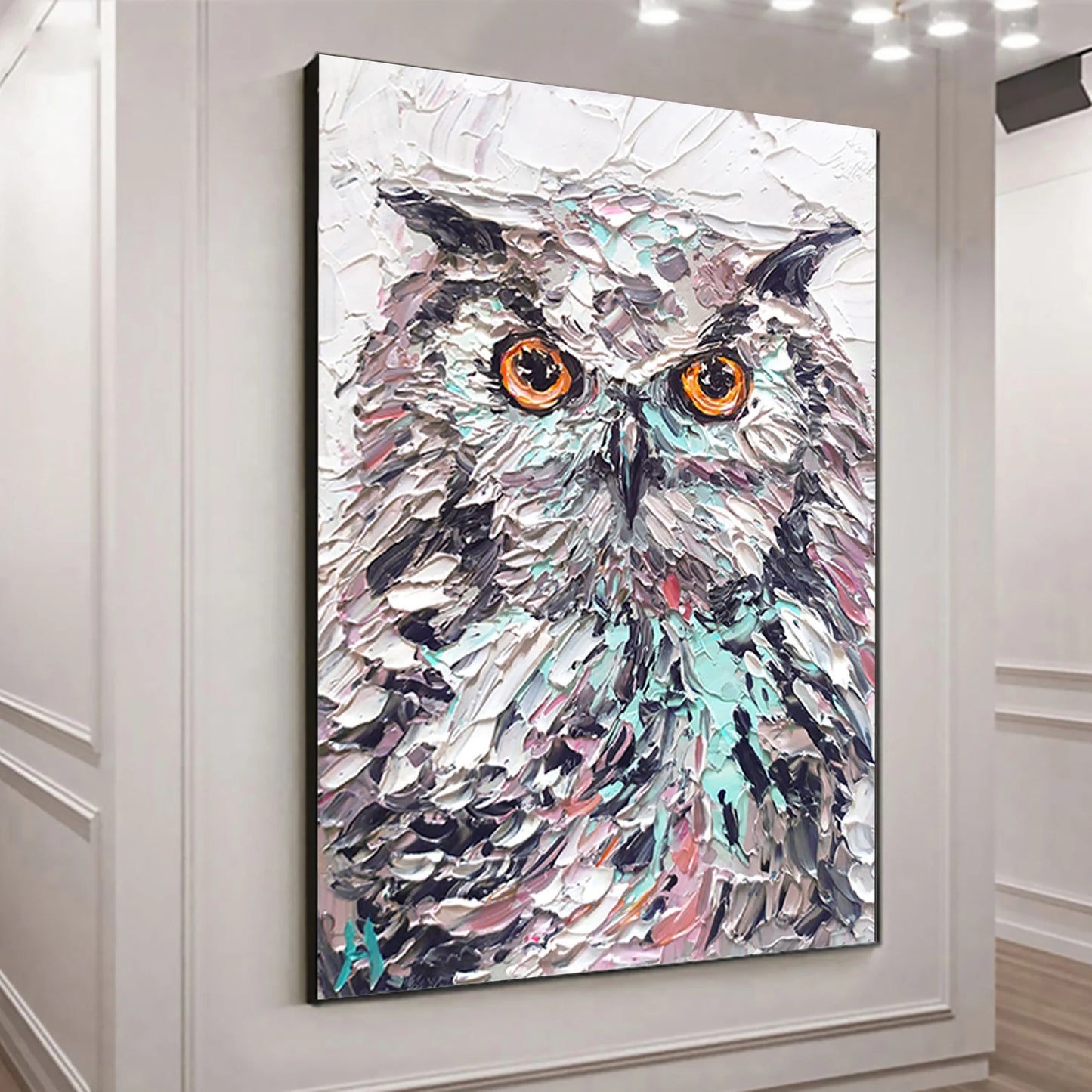 Owl Oil Painting Handmade