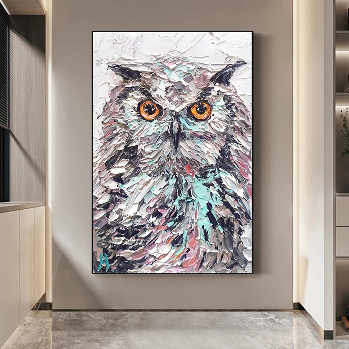 Owl Oil Painting Handmade