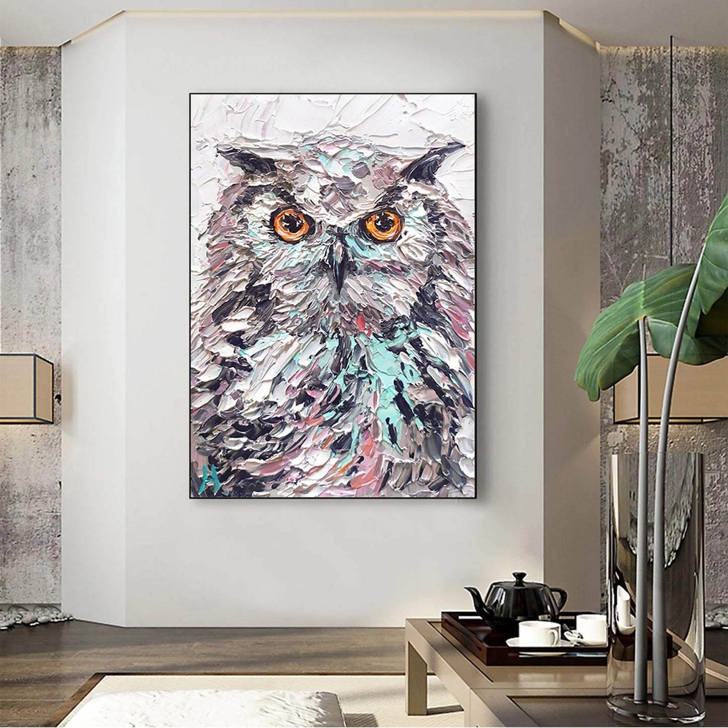 Owl Oil Painting Handmade