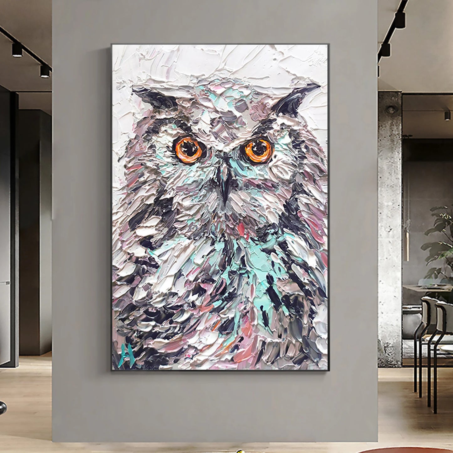 Owl Oil Painting Handmade