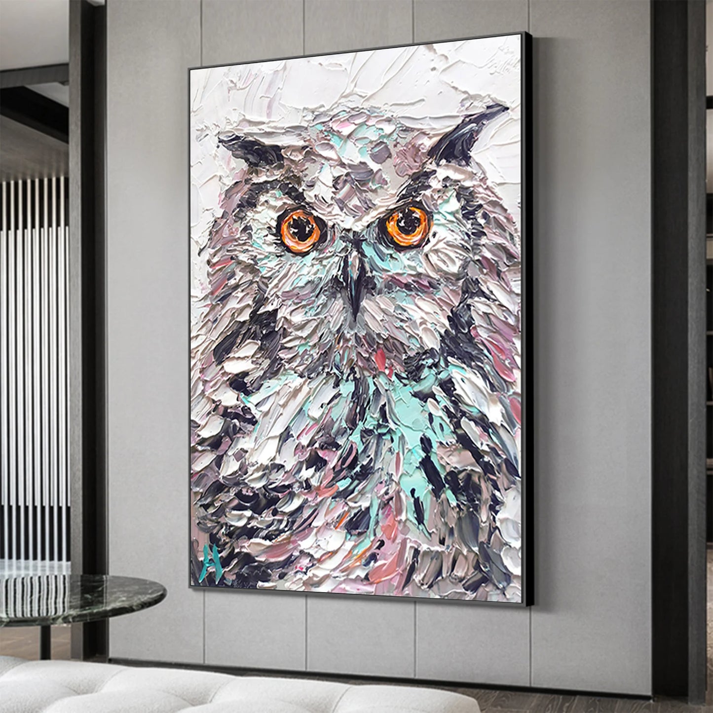 Owl Oil Painting Handmade