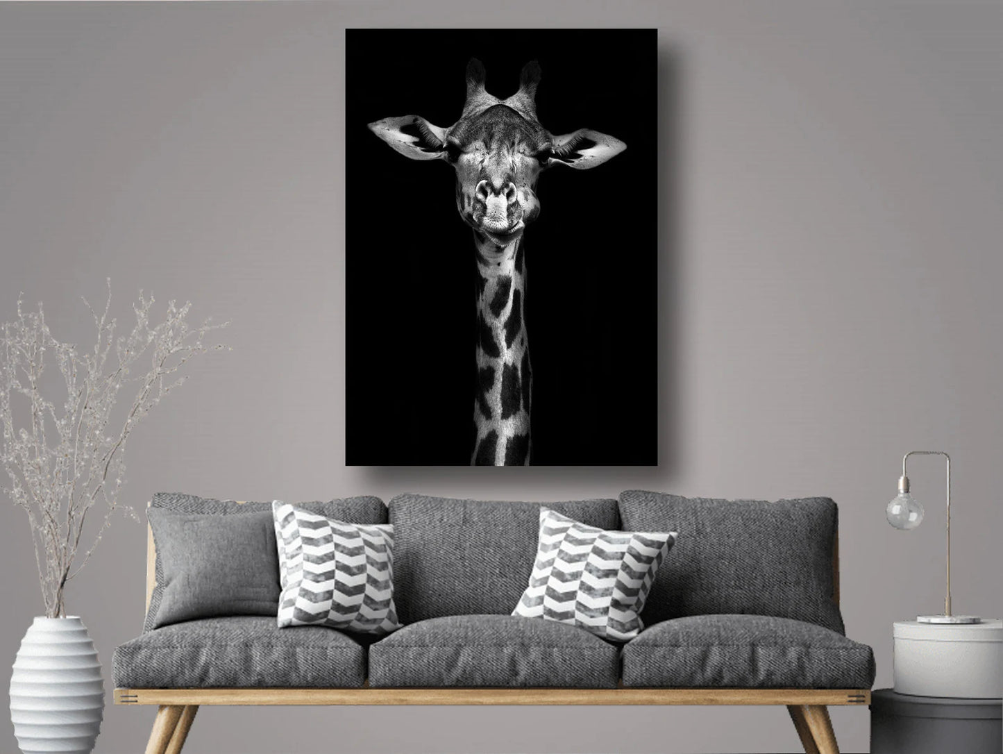 Giraffe in Black Canvas