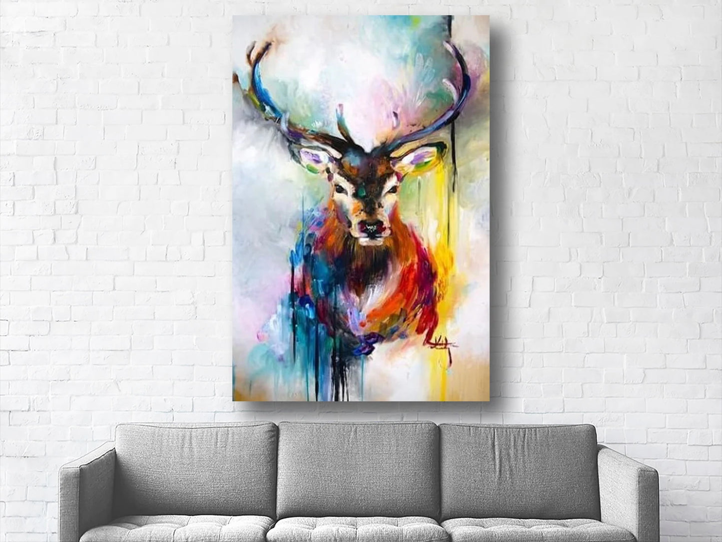 Colorful deer canvas