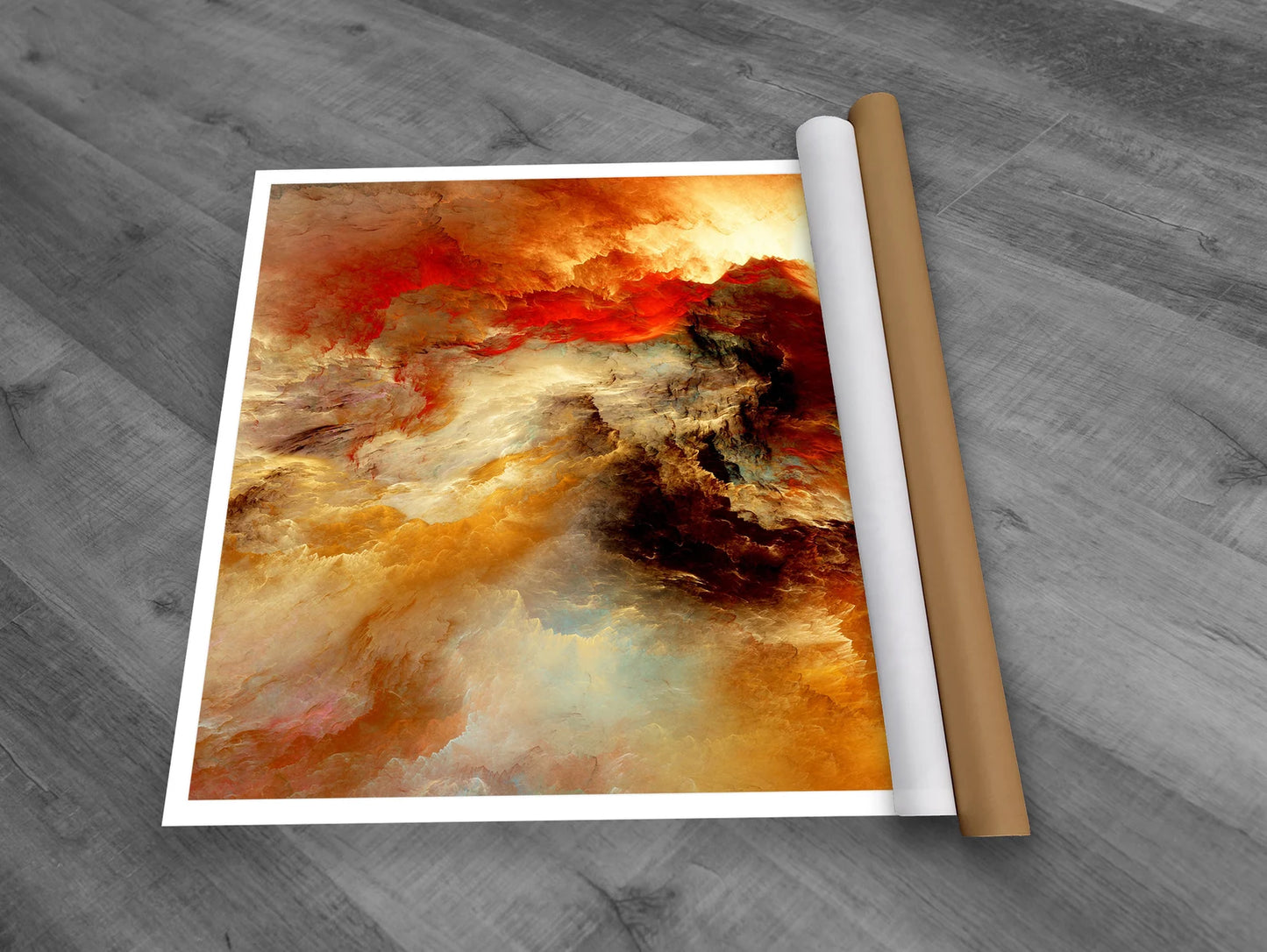 Orange clouds canvas art with frame