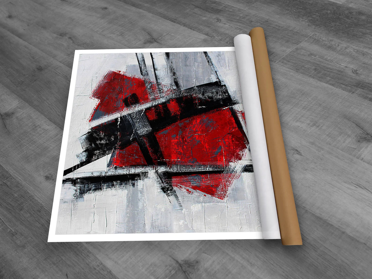 Red and Black Canva Art with Frame